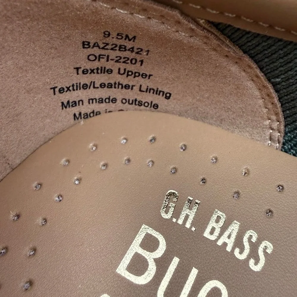GH Bass Pasadena Knit Buck Mens 9.5M Army Green Oxford Shoes BAZ2B421 NIB